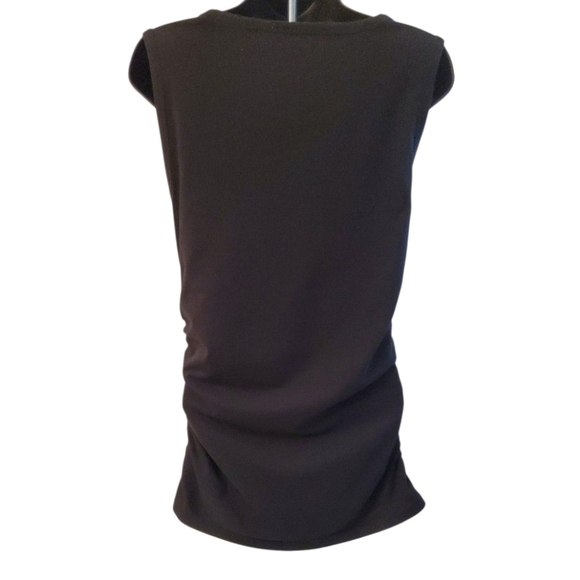 Michael Kors Sleeveless Black Ruched Side Zip Scoop Neck Tank Top Size L - Picture 5 of 8